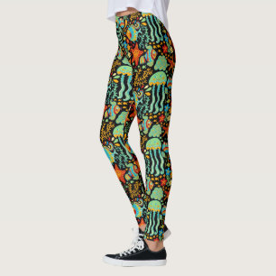 Aquatic Life Cartoon Style Leggings