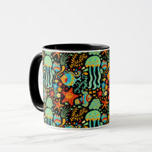 Aquatic Life Cartoon Style Mug