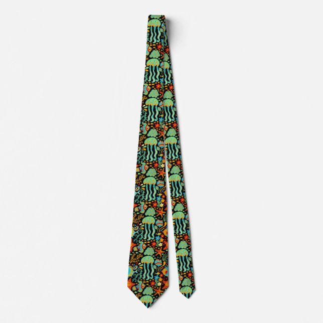 Aquatic Life Cartoon Style Tie (Front)