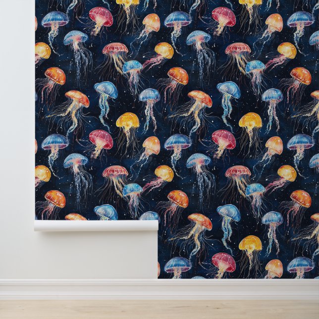 Aquatic Life Sea Creature Jellyfish Chalk Drawing Wallpaper (Application)
