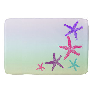 Aquatic Life Starfish In Pastel Colours Pattern Bath Mat