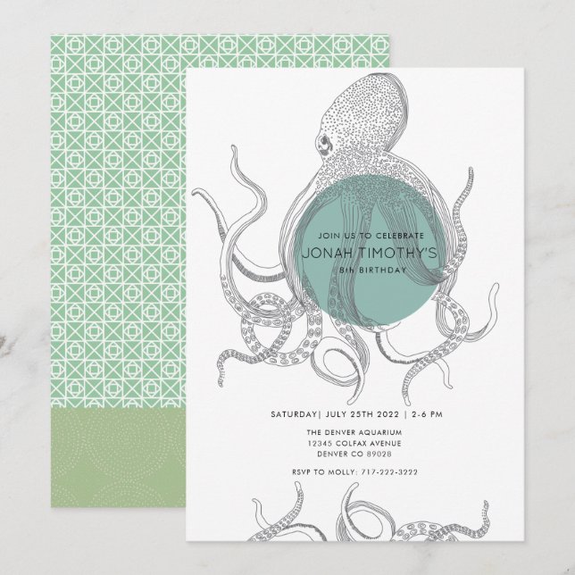 Aquatic Octopus | Birthday Invite (Front/Back)