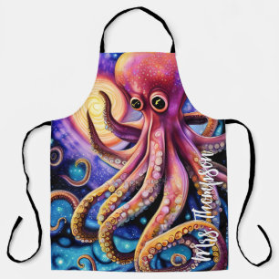 Aquatic Octopus Kraken Tentacles Personalised Name Apron