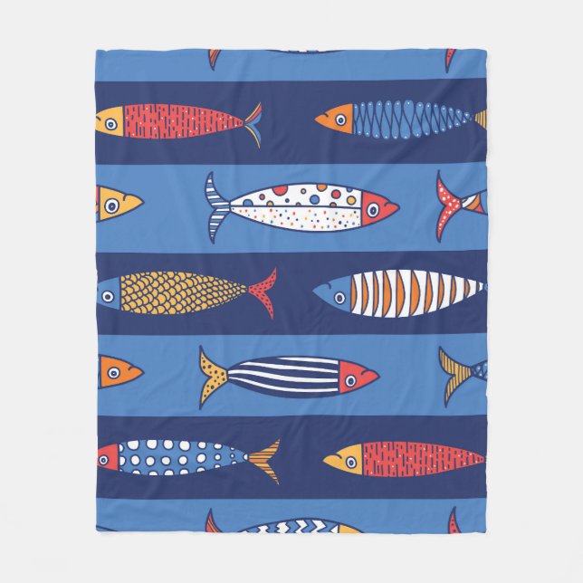 Aquatic Playtime: Kids' Fish Fantasy Fleece Blanket (Front)