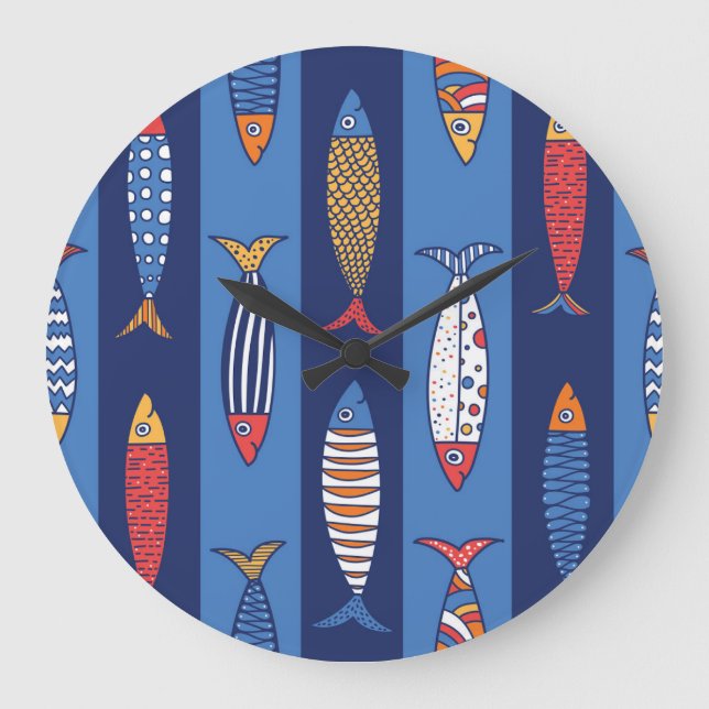 Aquatic Playtime: Kids' Fish Fantasy Large Clock (Front)