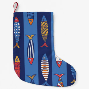 Aquatic Playtime: Kids' Fish Fantasy Small Christmas Stocking
