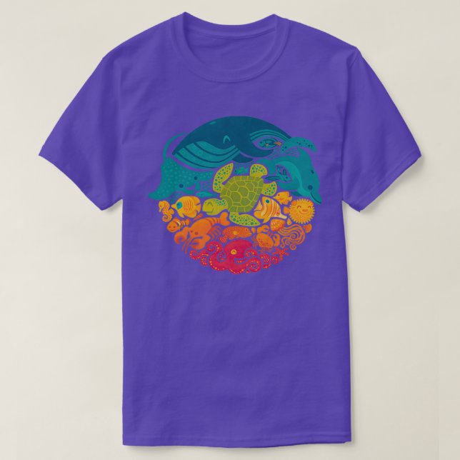 Aquatic Rainbow light blue T-Shirt (Design Front)