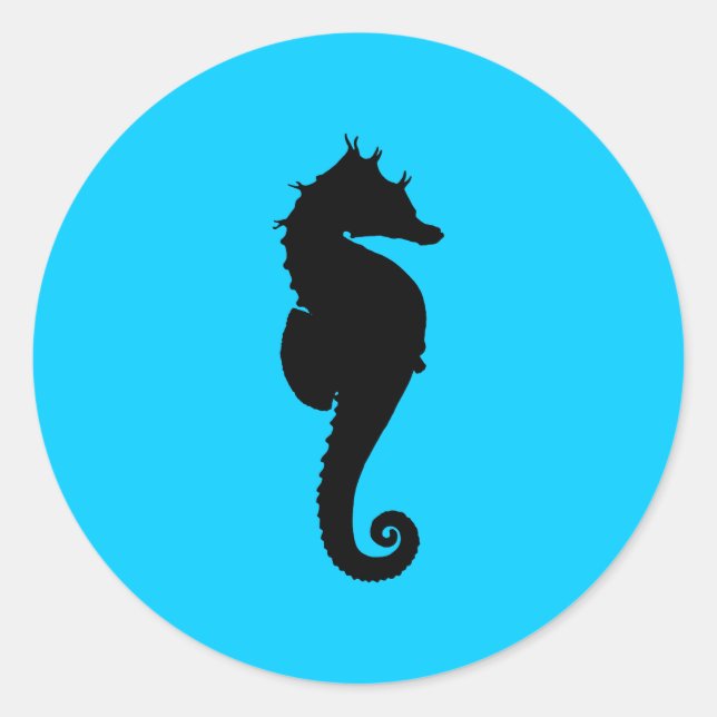 Aquatic Sea Horse Classic Round Sticker (Front)