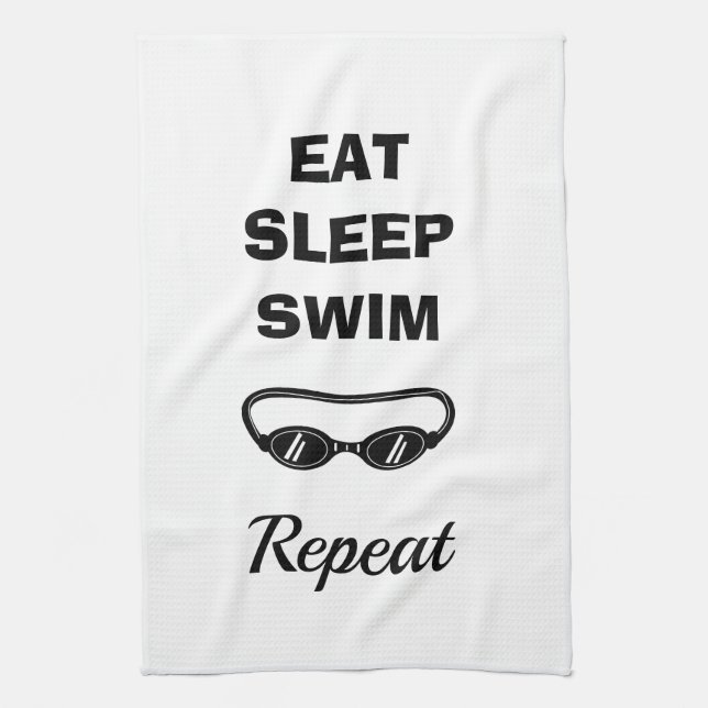 Aquatic sports swimming goggles funny quote tea towel (Vertical)
