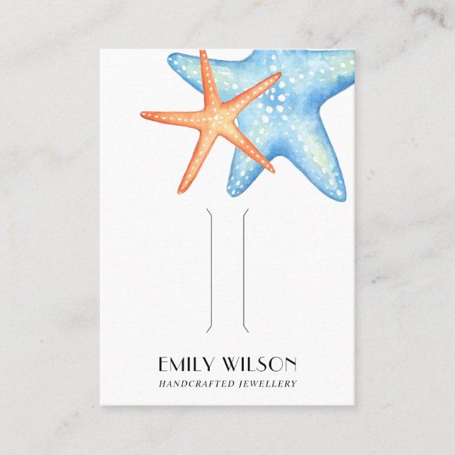 AQUATIC STAR FISH BLUE RED HAIR CLIP DISPLAY CARD (Front)