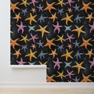 Aquatic Starfish Sea Creature Drawing Pattern Wallpaper