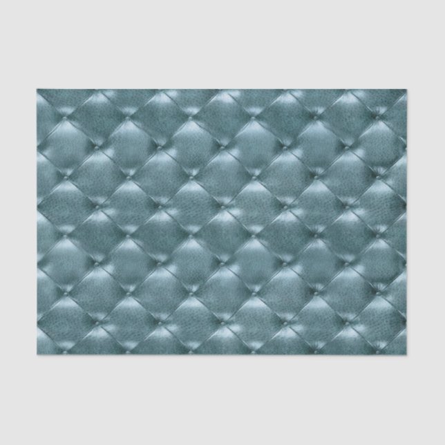 Aquatic Tiffany Blue Metallic Tufted Leather Teal Tissue Paper (Front)