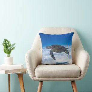 Aquatic turtle throw pillow