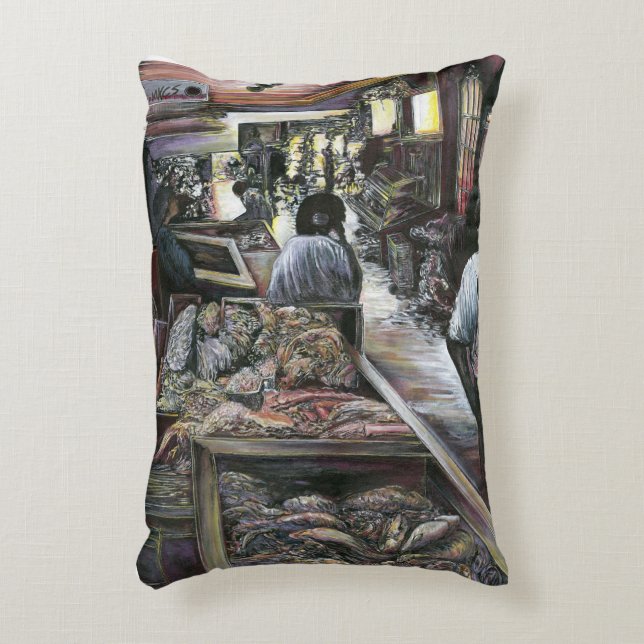 Aquatic, yet kissed with Desert Wind, Jerusalem Decorative Cushion (Front(Vertical))