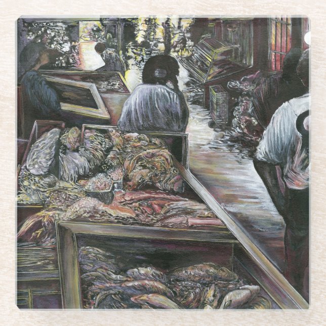 Aquatic, yet kissed with Desert Wind, Jerusalem Glass Coaster (Front)