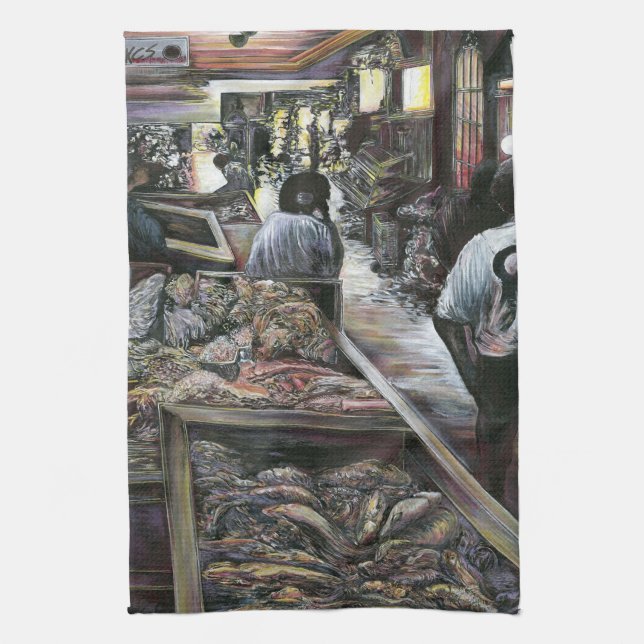 Aquatic, yet kissed with Desert Wind, Jerusalem Tea Towel (Vertical)