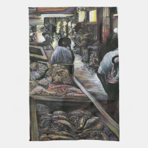 Aquatic, yet kissed with Desert Wind, Jerusalem Tea Towel