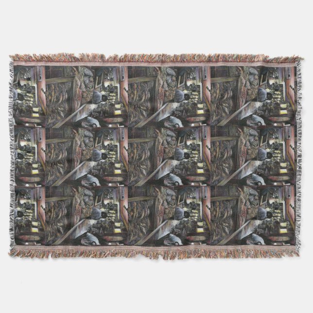 Aquatic, yet kissed with Desert Wind, Jerusalem Throw Blanket (Front)