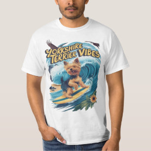 Aquatic Yorkshire Terrier Surfing the Wave T-Shirt