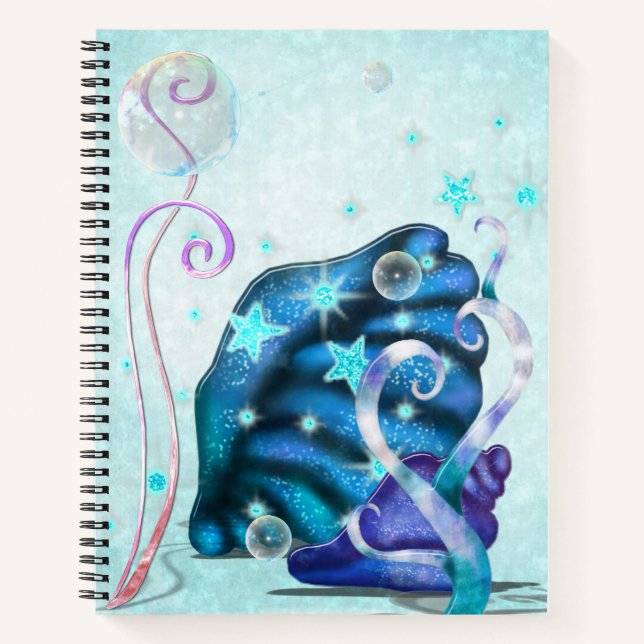 Aquatica 3D Whimsey PERSONALIZED ID on Back! Notebook (Front)