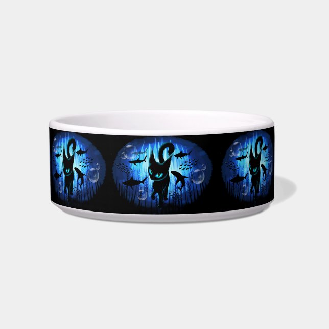 Aquaticat - Surreal Cat in Deep Ocean Fantasy Bowl (Front)