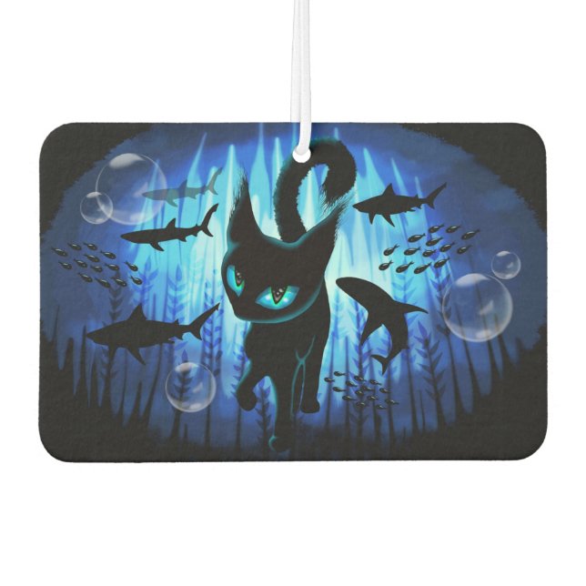 Aquaticat - Surreal Cat in Deep Ocean Fantasy Car Air Freshener (Front)