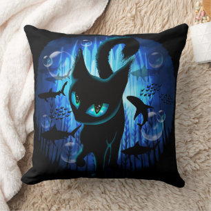 Aquaticat - Surreal Cat in Deep Ocean Fantasy Cushion