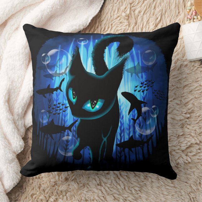 Aquaticat - Surreal Cat in Deep Ocean Fantasy Cushion (Blanket)