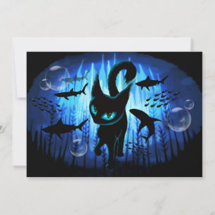 Aquaticat - Surreal Cat in Deep Ocean Fantasy Invitation