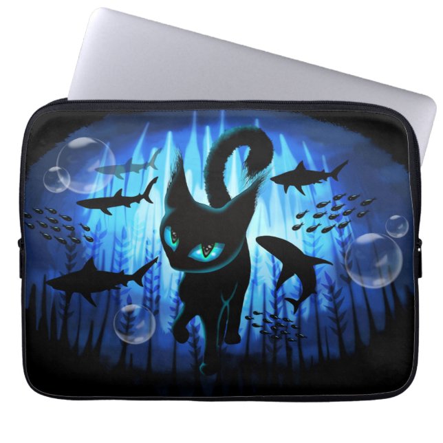 Aquaticat - Surreal Cat in Deep Ocean Fantasy Laptop Sleeve (Front)