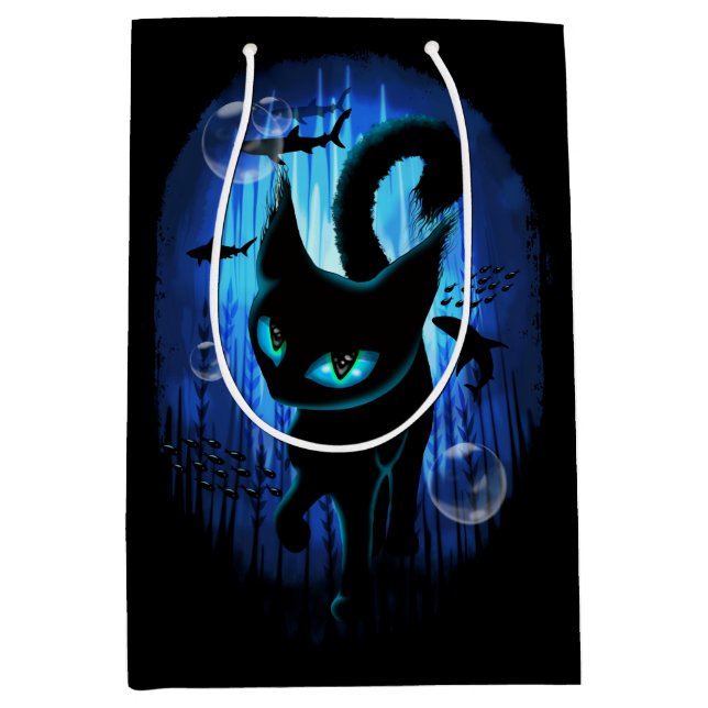 Aquaticat - Surreal Cat in Deep Ocean Fantasy Medium Gift Bag (Front)