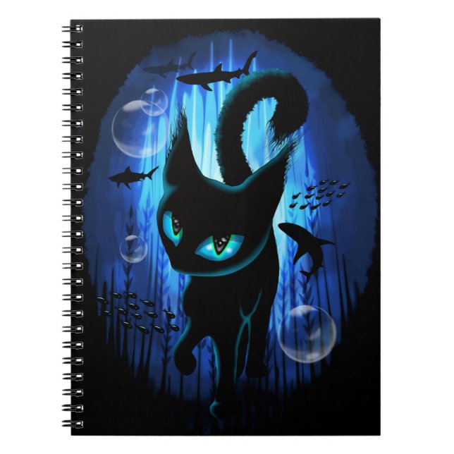 Aquaticat - Surreal Cat in Deep Ocean Fantasy Notebook (Front)