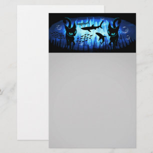 Aquaticat - Surreal Cat in Deep Ocean Fantasy Stationery