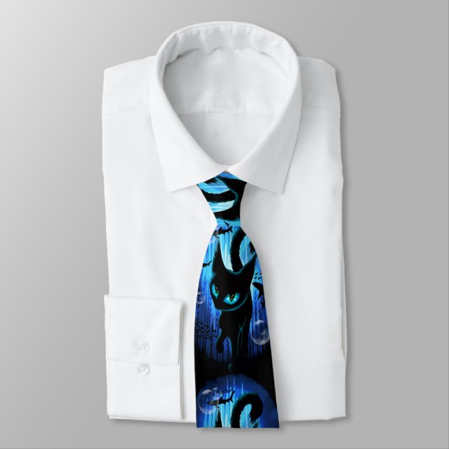 Aquaticat - Surreal Cat in Deep Ocean Fantasy Tie (Tied)