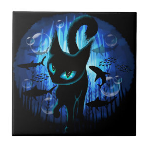 Aquaticat - Surreal Cat in Deep Ocean Fantasy Tile