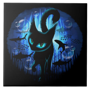 Aquaticat - Surreal Cat in Deep Ocean Fantasy Tile