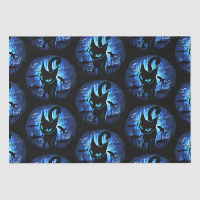 Aquaticat - Surreal Cat in Deep Ocean Fantasy Tissue Paper (Front)