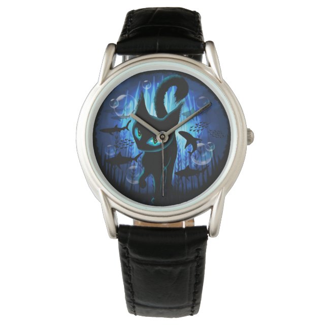 Aquaticat - Surreal Cat in Deep Ocean Fantasy Watch (Front)