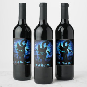 Aquaticat - Surreal Cat in Deep Ocean Fantasy Wine Label