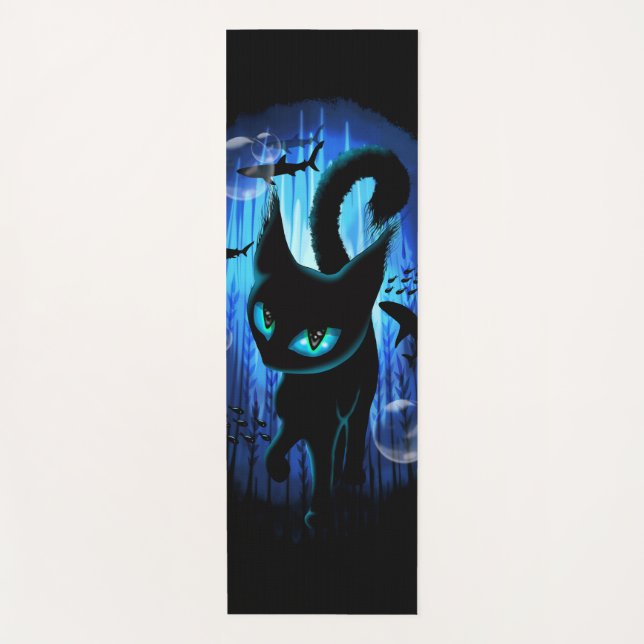 Aquaticat - Surreal Cat in Deep Ocean Fantasy Yoga Mat (Front)