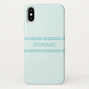 AquaTurquoise Glitter Stripes Personalised iPhone X Case