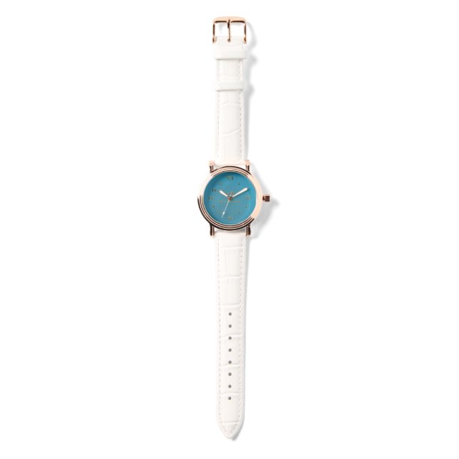 Aqueous Rose Gold White Leather Watch (Strap)