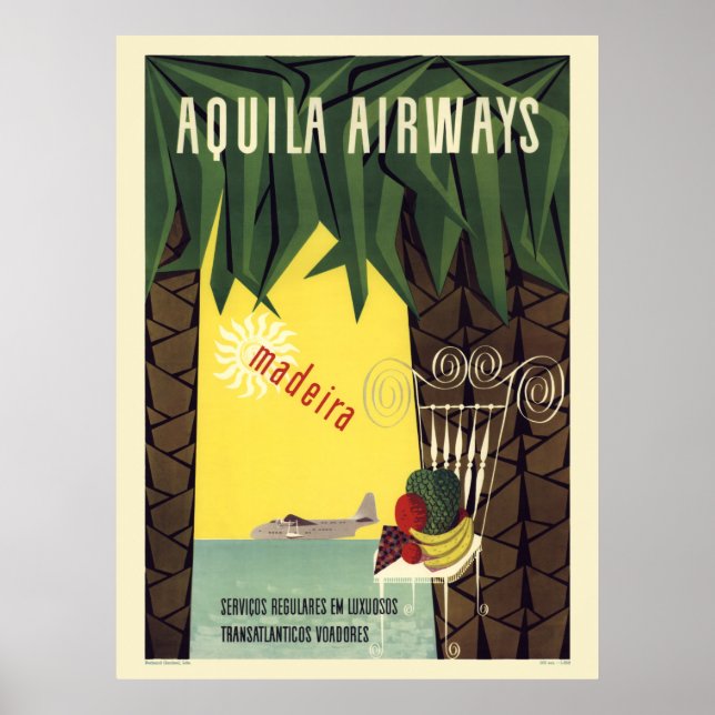 Aquila Airways Madeira Portugal Vintage Poster (Front)