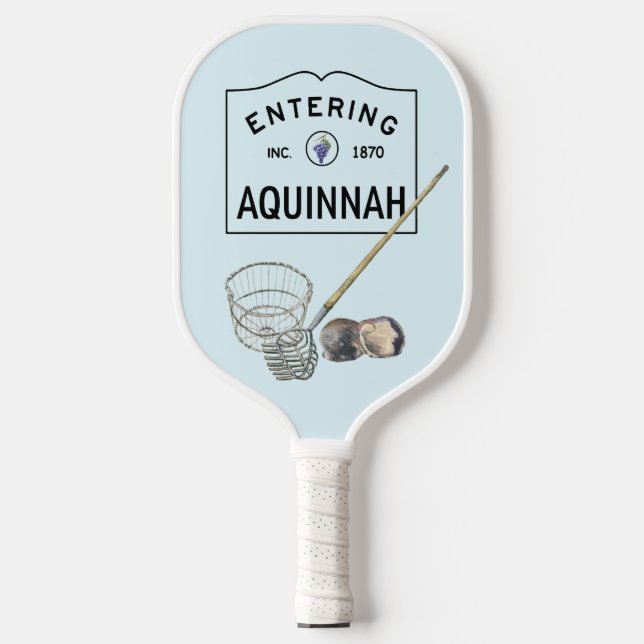 Aquinnah clamming themed pickleball racket paddle (Front)