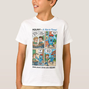 AQUNY – A Sip in Time! Funny Hydration Hero Comic T-Shirt