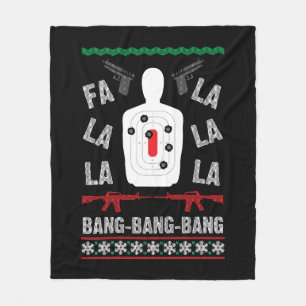 AR15 Gun Point Ugly Christmas Sweater Present Gift Fleece Blanket