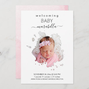 *~* AR21 Artsy Photo BABY Girl Announcement