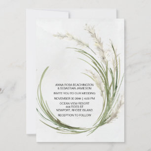 *~* AR21 QR RSVP Pampas Grass Botanical WEDDING Invitation