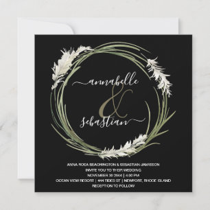 *~* AR21 RSVP Pampas Grass QR wreath WEDDING Invitation