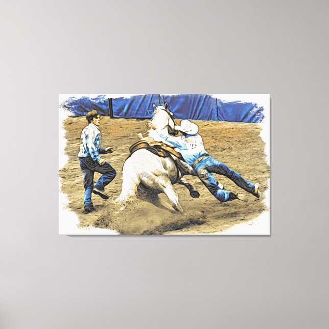 *~* AR22 Cowboy Horse Western Rodeo Vintage Canvas Print (Front)